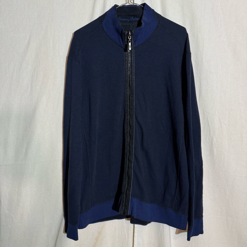 Tommy bahama // dark blue, black reversible zip up men’s jacket size large ap2
